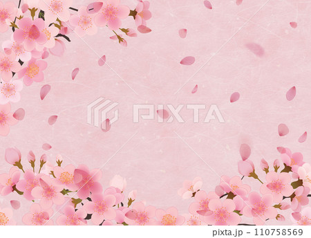 花びら舞い散る桜の背景素材 花びら舞い散る桜の背景素材 110758569