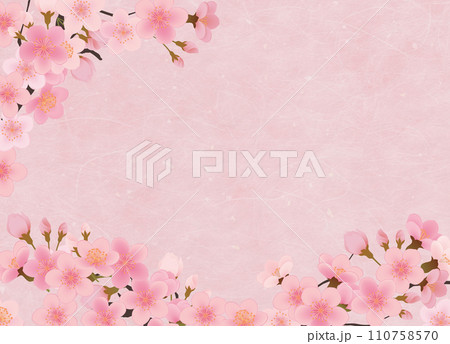 花びら舞い散る桜の背景素材 110758570