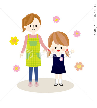 先生と幼稚園児の女の子 先生と幼稚園児の女の子 110758915