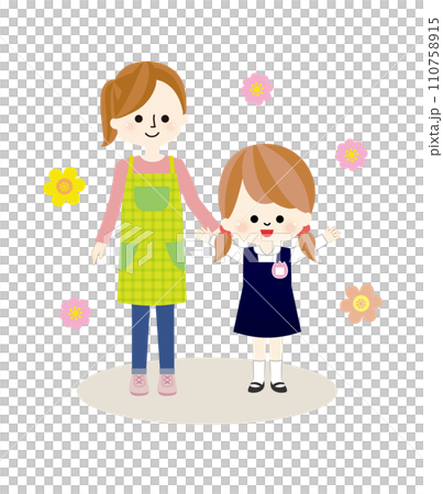 老師和幼兒園女孩 老師和幼兒園女孩 110758915