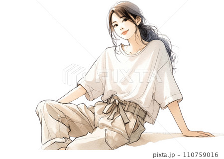 水彩画ふうに描いたお姉さんの画像 水彩画ふうに描いたお姉さんの画像 110759016