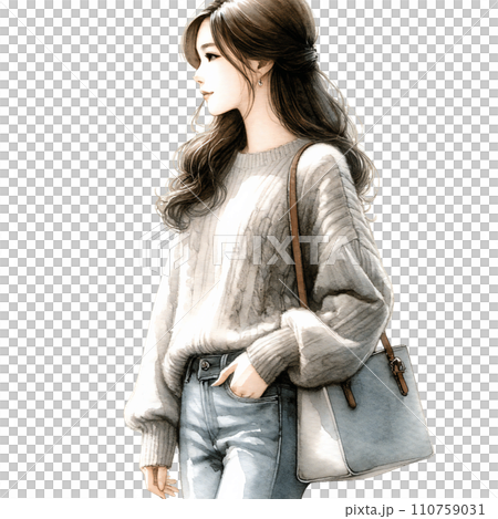 An image of an older sister painted like a watercolor painting 110759031