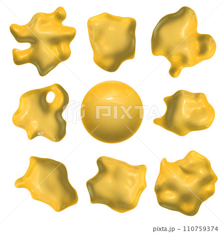 Abstract shaped plastic blot with eyes on white background. 110759374