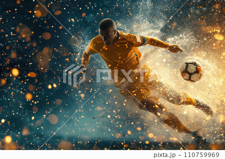 AI-generated content. Football or Soccer player at championship match. Generative AI 110759969