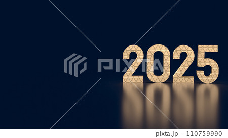 The gold number 2025 for new year or celebration concept 3d rendering. 110759990