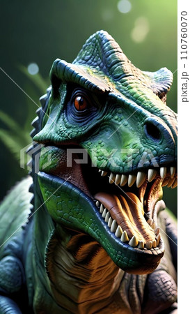 Closeup of a dinosaur illustration 3d drawing cartoon artwork Closeup of a dinosaur illustration 3d drawing cartoon artwork 110760070