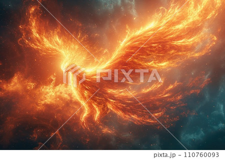 AI-generated content. Phoenix and fire frame. Mythical creatures. Generative AI 110760093