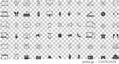 モノクロの様々なデバイスのアイコンセット モノクロの様々なデバイスのアイコンセット 110761429