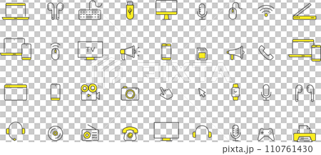 Line drawing icon set of various stylish devices 110761430