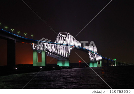 若洲海浜公園よりライトアップの東京ゲートブリッジ 110762659