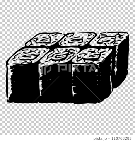 Hand-drawn illustration of Kanpyo rolls 110763293