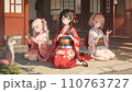 着物を着た女の子と正座姿 110763727