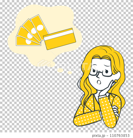 Illustration of a woman worried about money 110763853