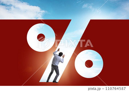 Business concept of high percent on debt and loan Business concept of high percent on debt and loan 110764587