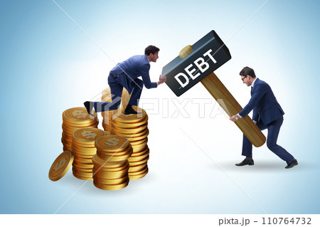 Businessman in loan and debt concept 110764732