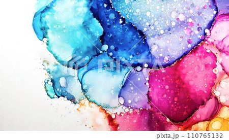 colorful alcohol ink drops, wash texture on...のイラスト素材 [110765132] - PIXTA