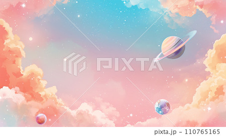 宇宙をイメージしたパステルカラーの背景イラスト AI画像のイラスト素材 [110765165] - PIXTA