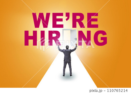 Employment concept with road leading to door 110765214