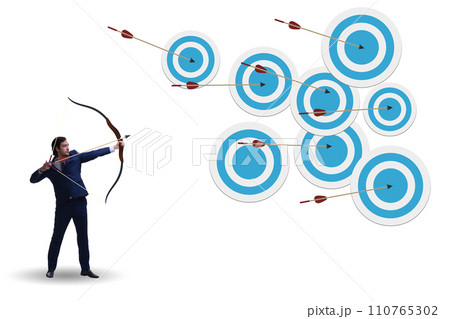 Businessman in objective setting concept Businessman in objective setting concept 110765302