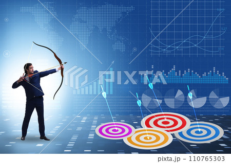 Businessman in objective setting concept Businessman in objective setting concept 110765303