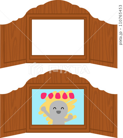 紙芝居の木製の枠 110765453