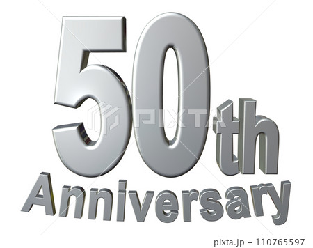 3DCG文字「50th Anniversary/50周年」シルバー,銀 110765597