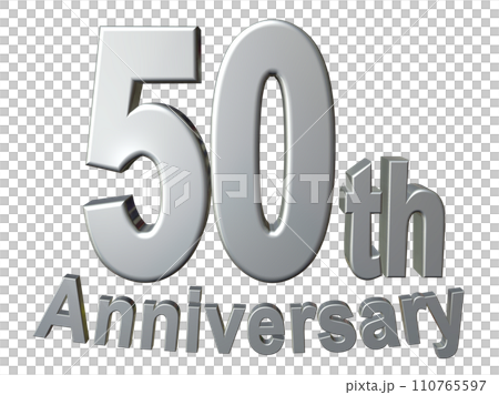 3DCG文字「50th Anniversary/50周年」シルバー,銀 110765597