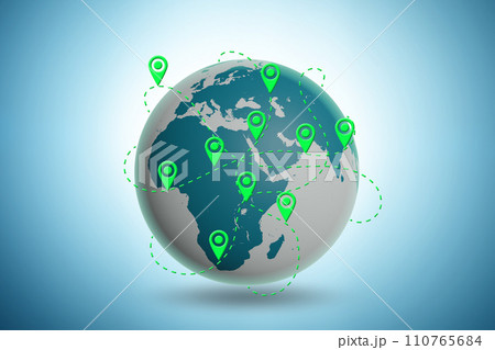 Global location concept with globe - 3d rendering Global location concept with globe - 3d rendering 110765684