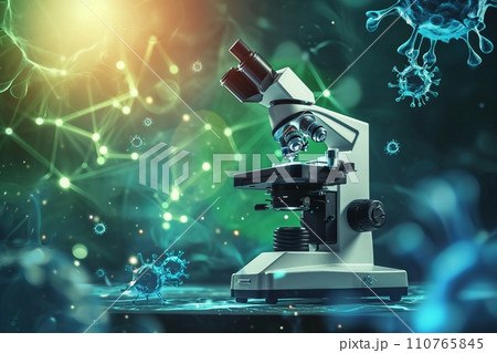 ウイルスと顕微鏡　AI生成画像　AI画像 110765845