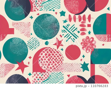 Risograph effect geometric Abstract shapes and Vector Christmas Boho elements with riso print texture Risograph effect geometric Abstract shapes and Vector Christmas Boho elements with riso print texture 110766283