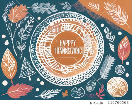 Thanksgiving Day Boho elements with riso print texture Thanksgiving Day Boho elements with riso print texture 110766568