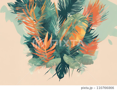 collection of contemporary tropical abstract patterns  110766866