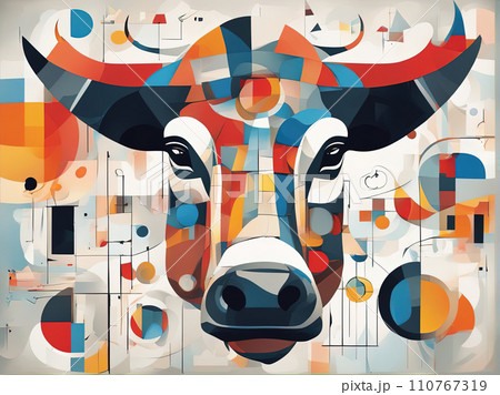 abstract painting of a ox のイラスト素材 [110767319] - PIXTA