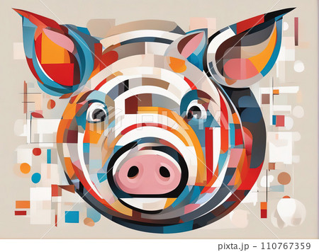 abstract painting of a pig abstract painting of a pig 110767359
