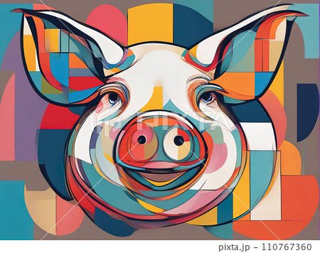 abstract painting of a pig abstract painting of a pig 110767360