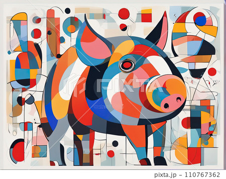 abstract painting of a pig abstract painting of a pig 110767362