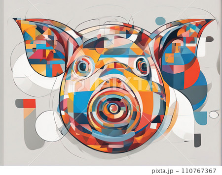 abstract painting of a pig 110767367