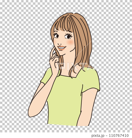 セミロングヘアの可愛い女性上半身 110767410