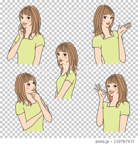 Cute female upper body with semi-long hair 110767415