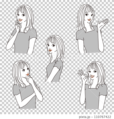 Cute female upper body with semi-long hair Cute female upper body with semi-long hair 110767422
