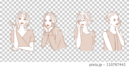 Stylish female upper body with various expressions Stylish female upper body with various expressions 110767441