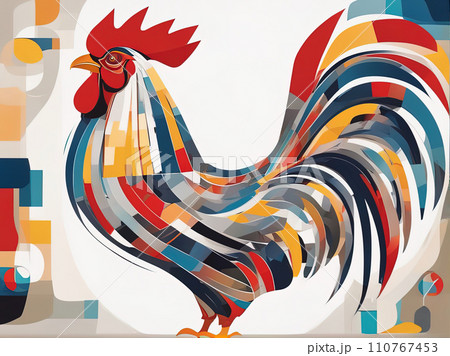 abstract painting of a rooster abstract painting of a rooster 110767453