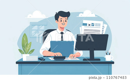 確定申告　経理　財務　マネー　経営　税金 110767483