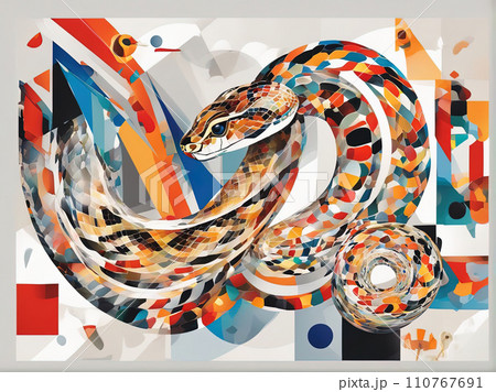 abstract painting of snake  110767691