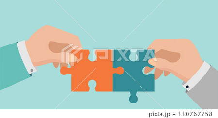 Hands combine jigsaw puzzle. Hands combine jigsaw puzzle. 110767758