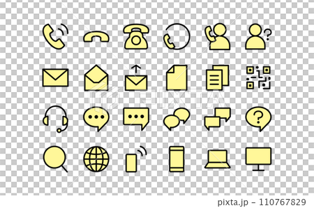 聯絡我們黑線圖/黃色圖示集 110767829
