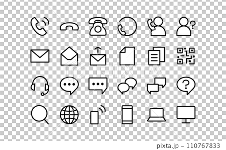 Inquiry black line drawing/white icon set Inquiry black line drawing/white icon set 110767833