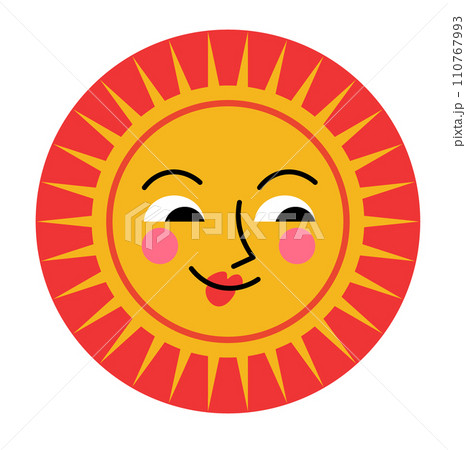 Sun personage with smile, sticker or emoticon 110767993