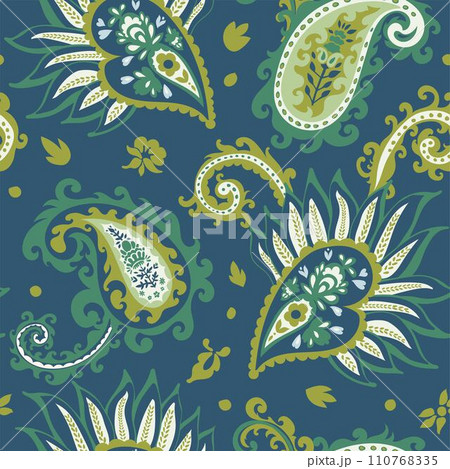 Paisley ornaments with leaves and flourishing 110768335