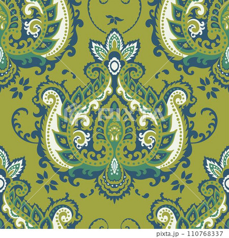 Paisley blossom motif with leaves and branches 110768337